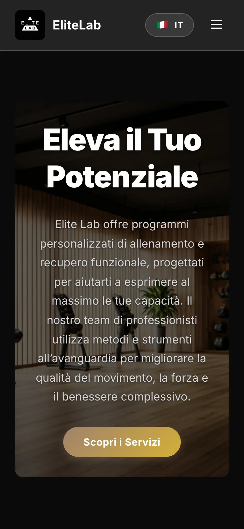 La vecchia home di elite-lab.it da telefono