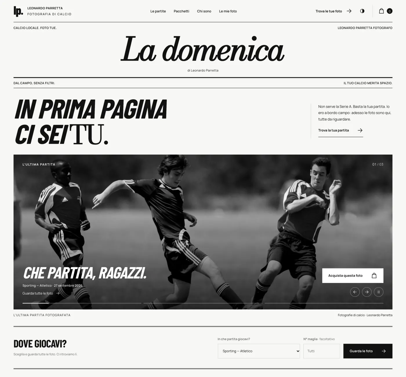 Proposta La domenica: apertura del sito su computer, fino alla ricerca della partita