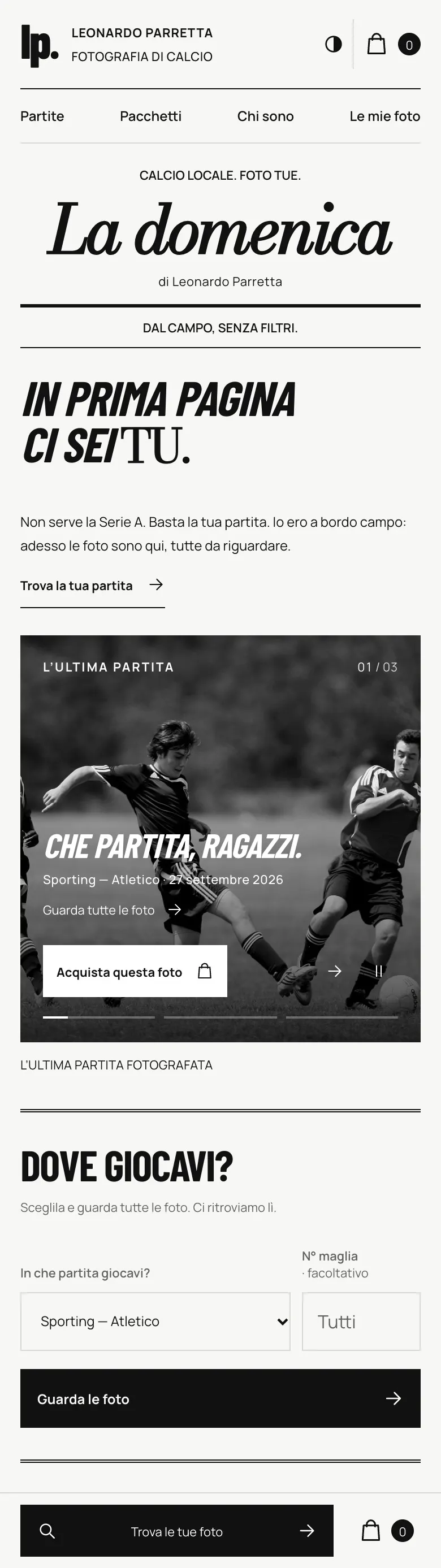 Proposta La domenica: la stessa apertura su telefono