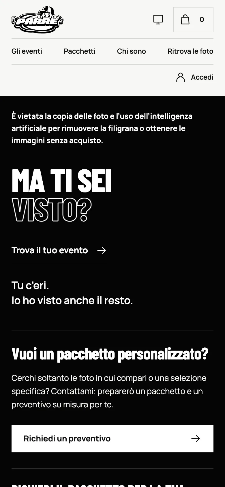 La home di parrestudio.com su telefono